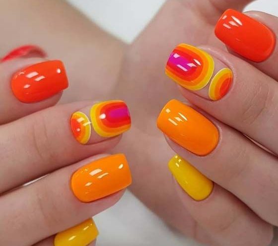 Modern Orange Nail Designs Isishweshwe