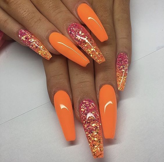 Modern Orange Nail Designs Isishweshwe