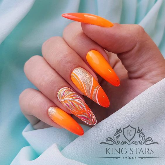 Modern Orange Nail Designs Isishweshwe