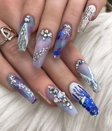 Rhinestone Nail Art Ideas very luxurious manicure - isishweshwe