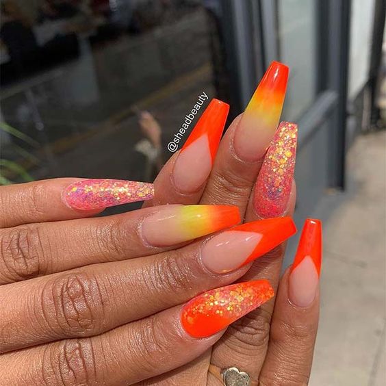 25 Eye Catching Orange Nails Art Designs 22 Isishweshwe