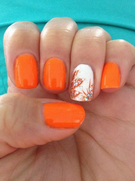 25 Eye Catching Orange Nails Art Designs 22 Isishweshwe