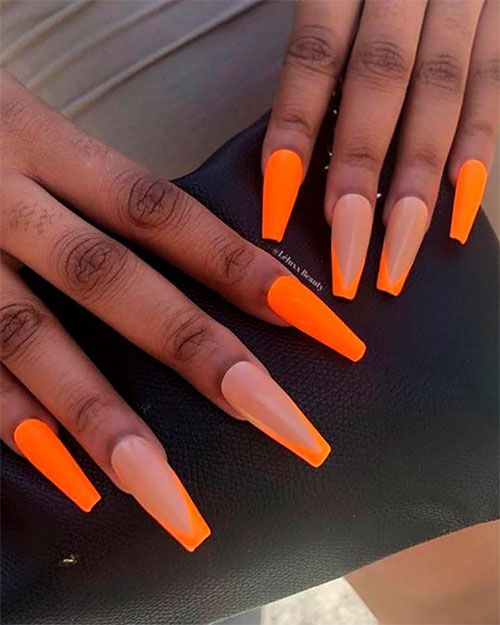 25 Eye Catching Orange Nails Art Designs 22 Isishweshwe