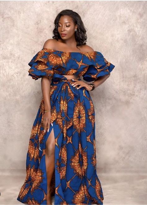 Gorgeous Off-shoulder Side-slit Ankara Gown - isishweshwe