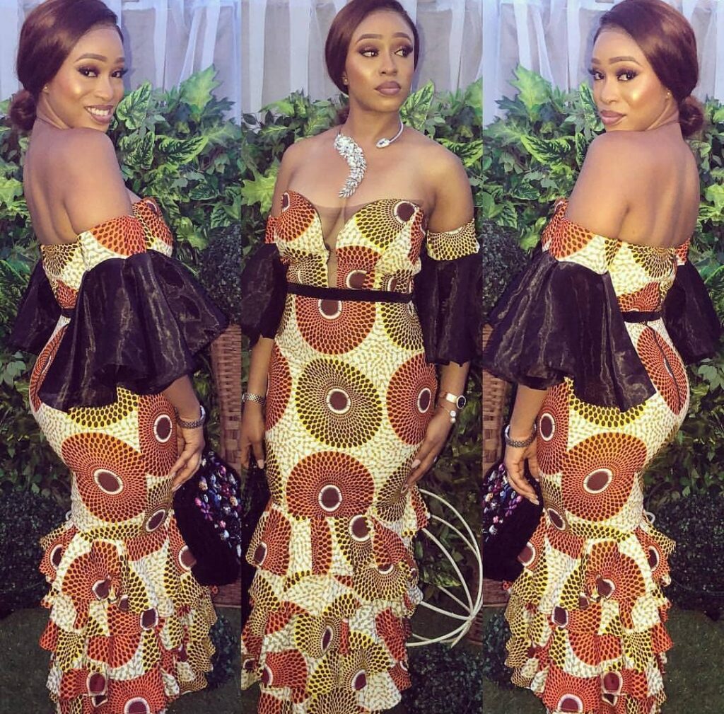 off shoulder ankara long gown