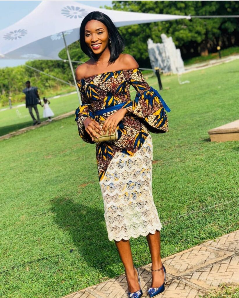 ankara off shoulder gown styles