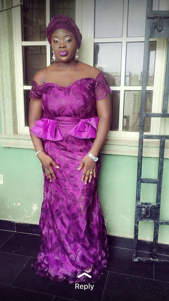 Simple and Classy Purple Lace Asoebi Creativity - isishweshwe