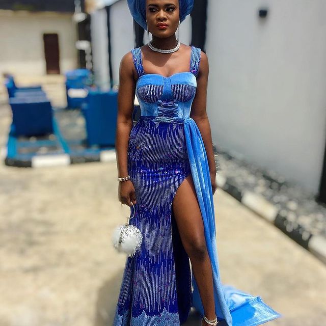 Latest Blue ASO EBI Styles 2023 - isishweshwe