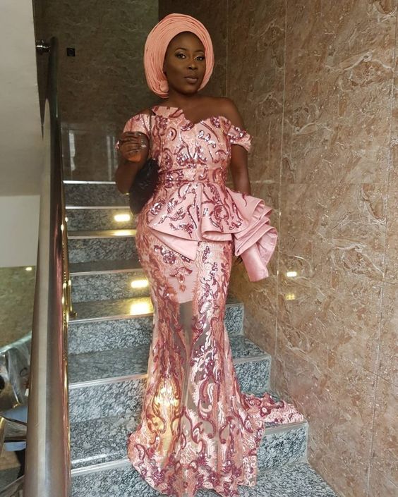 latest aso ebi lace styles 2020 skirt and blouse