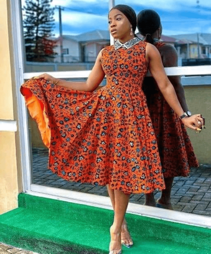 Short flare clearance gown ankara styles